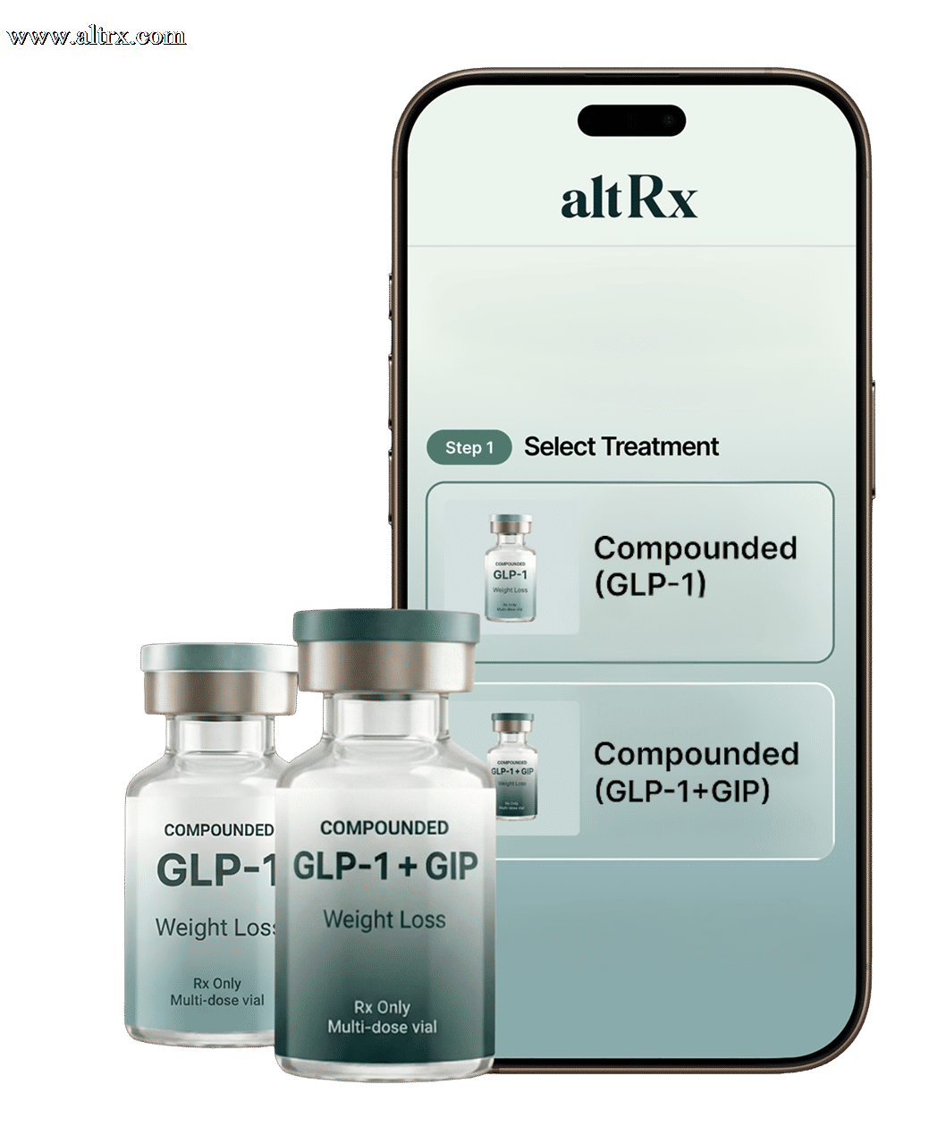 GLP-1 medication vials and mobile app
